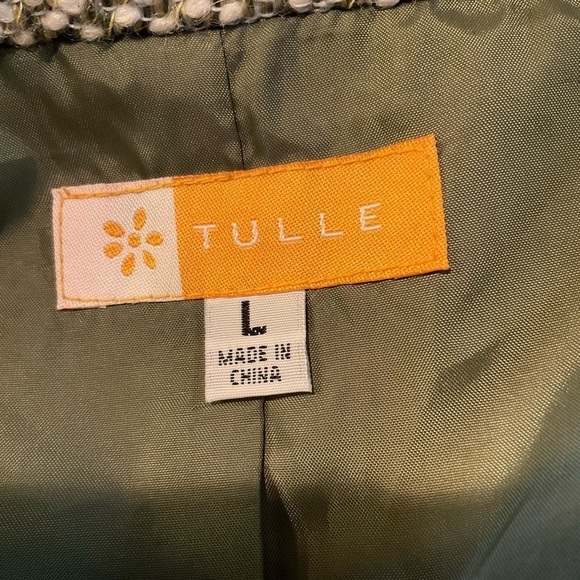 Tulle Avocado and Lime Green Tweed Coat with Fringe - Picture 7 of 11